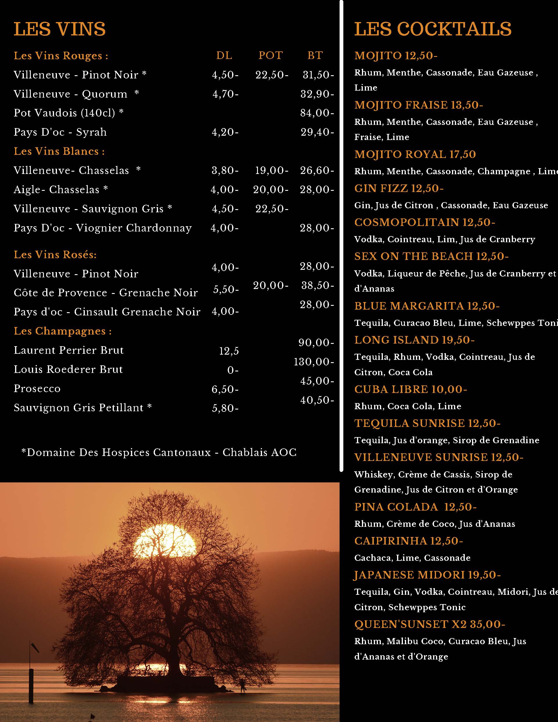 Carte des vins et Cocktails